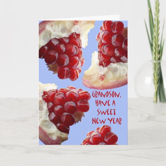 Happy Rosh Hashanah for a Grandson, Pomegranate Holiday Card (Front)
