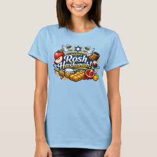 🍯 🍎🐟  Happy Rosh Hashanah Icons T-Shirt