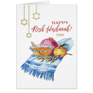 Happy Rosh Hashanah in Watercolor Cards