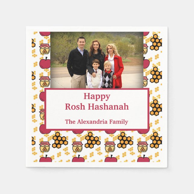 Happy Rosh Hashanah Jewish New Year custom photo Napkins (Front)