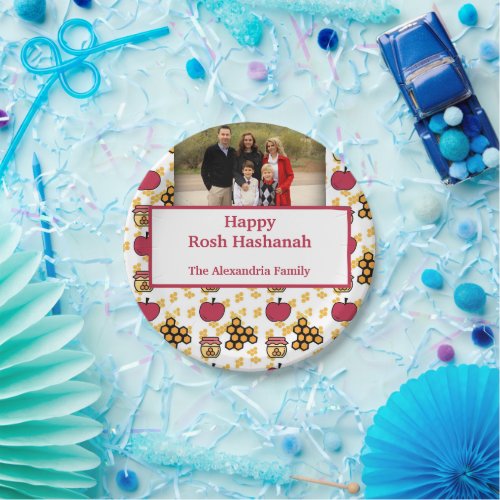 Happy Rosh Hashanah Jewish New Year custom photo Paper Plates