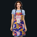 Happy Rosh Hashanah Jewish New Year Floral Pattern Apron<br><div class="desc">"Happy Rosh Hashanah" Lettering "L'Shana Tova" Jewish New Year Holiday Wishes "Shanah Tovah U’Metukah! May your year be sweet and good." symbols card. Torah, Honey and apple, shofar, pomegranate, star of David, Flowers, Honeycomb, Challah, hallah bread, wine, Rosh Hashana traditional fruits autumn season, Shanah Tovah festival Party decoration, sukkot event....</div>