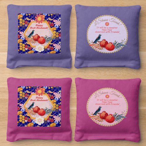 Happy Rosh Hashanah Jewish New Year Floral Pattern