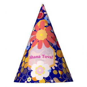 Happy Rosh Hashanah Jewish New Year Floral Pattern Party Hat