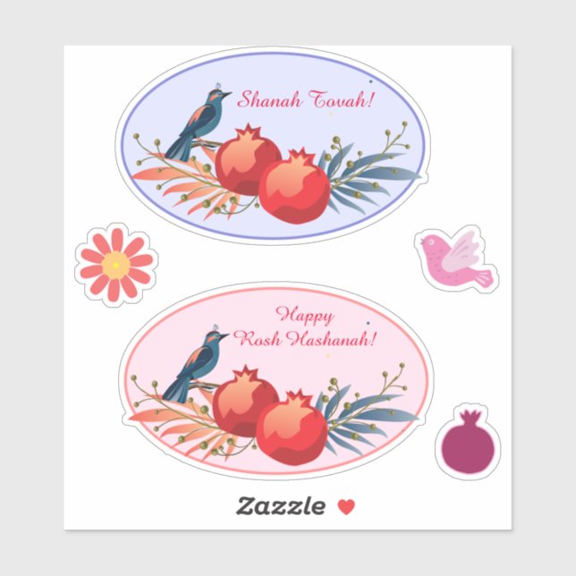 Happy Rosh Hashanah Jewish New Year Floral Pattern Sticker (Sheet)