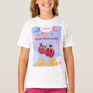 Happy Rosh Hashanah Jewish New Year Floral Pattern T-Shirt