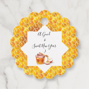 Happy Rosh Hashanah Jewish New Year Honey & Apple Favor Tags