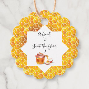 Happy Rosh Hashanah Jewish New Year Honey & Apple Favor Tags