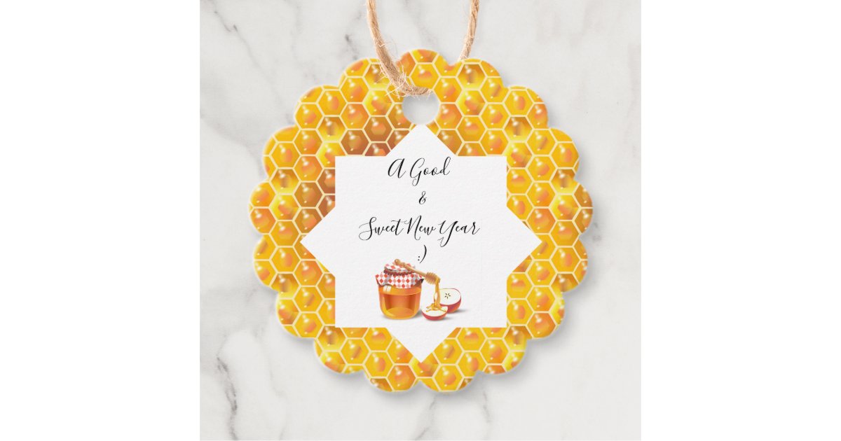 Happy Rosh Hashanah Jewish New Year Honey & Apple Favor Tags | Zazzle