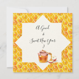 Happy Rosh Hashanah Jewish New Year Honey & Apple Thank You Card