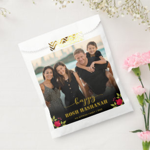 Happy Rosh Hashanah Luxury Gold Script Photo Favor Bag