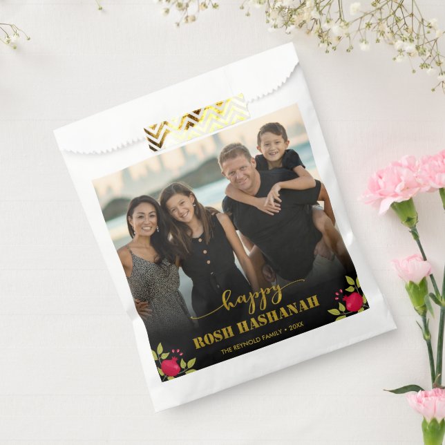 Happy Rosh Hashanah Luxury Gold Script Photo Favor Bag (Sealed)