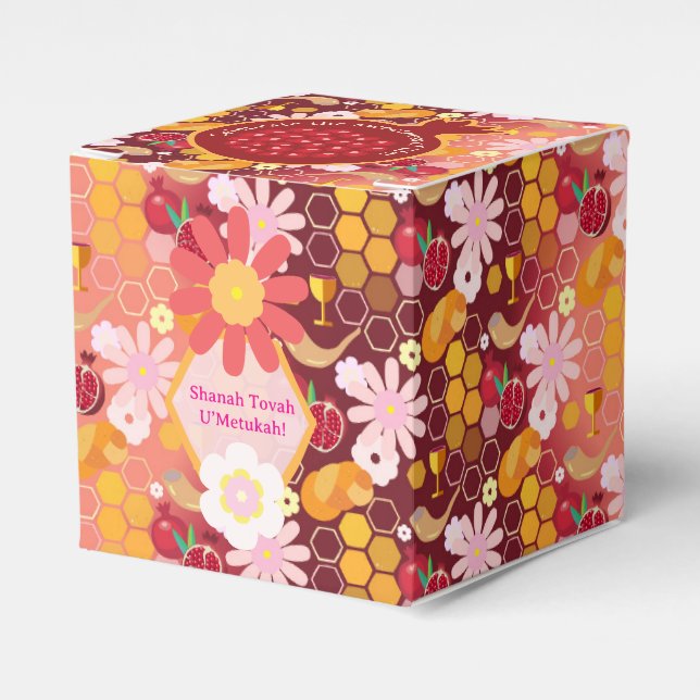 Happy Rosh Hashanah pattern personalized Favor Box (Front Side)