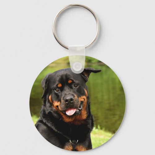 Happy Rottweiler Keychain