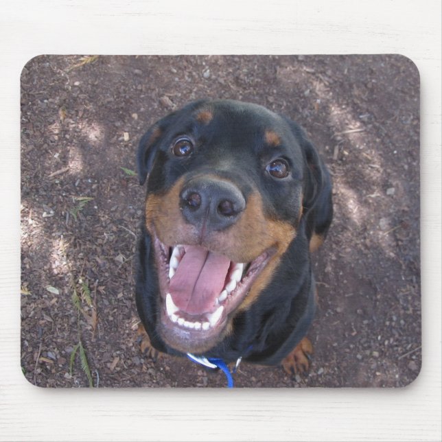 Happy Rottweiler Puppy Mouse Pad (Front)