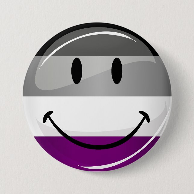 Happy Round Asexual Flag Button (Front)