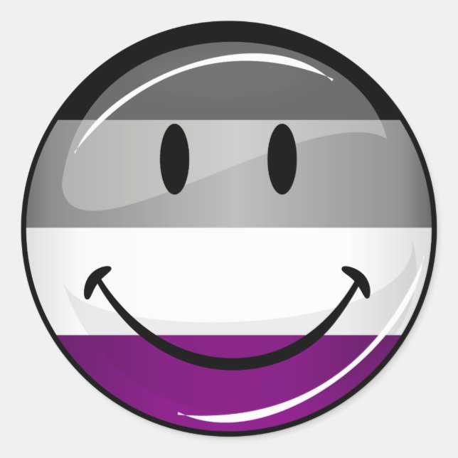 Happy Round Asexual Flag Classic Round Sticker (Front)