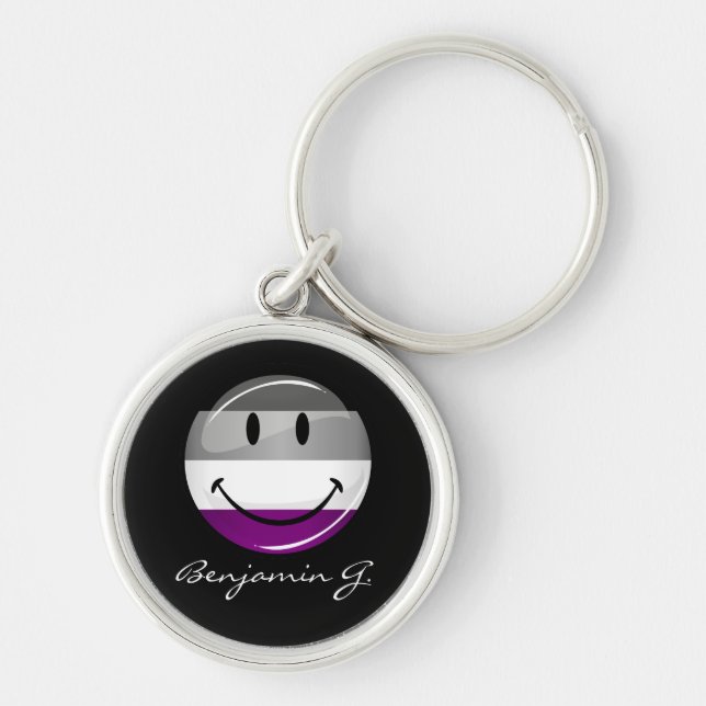 Happy Round Asexual Flag Keychain (Front)
