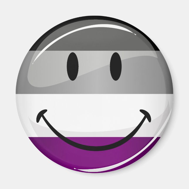 Happy Round Asexual Flag Magnet (Front)
