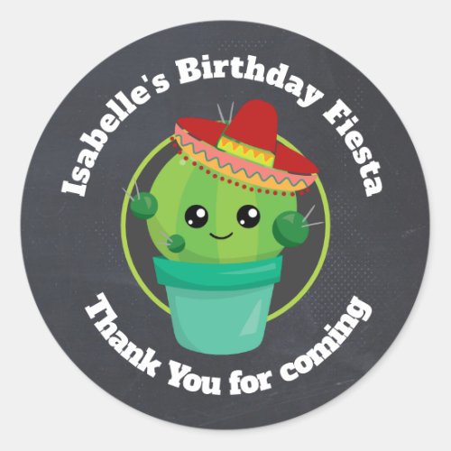 Happy Round Cactus Birthday Thank You Classic Round Sticker
