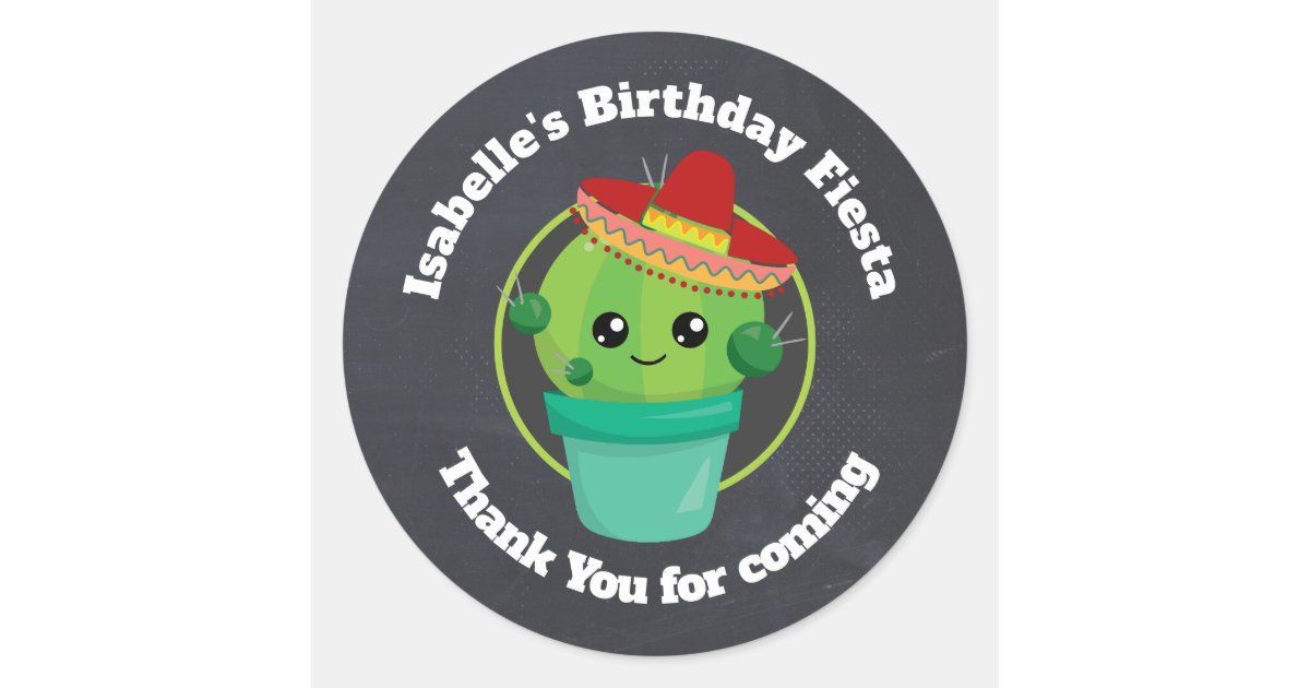 Happy Round Cactus Birthday Thank You Classic Round ...