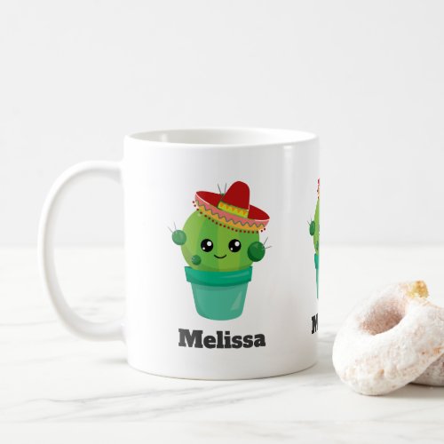 Happy Round Cactus Wearing a Red Sombrero Coffee Mug