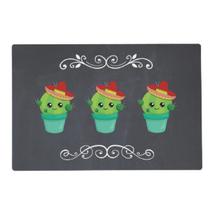 Happy Round Cactus Wearing a Red Sombrero Placemat