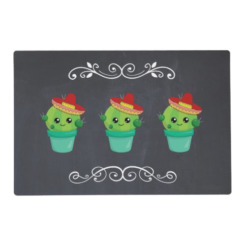 Happy Round Cactus Wearing a Red Sombrero Placemat