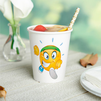 Happy Running Emoji Paper Cups by spudcreative at Zazzle