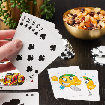 Happy Running Emoji Playing Cards by spudcreative at Zazzle