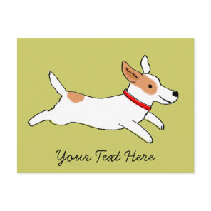 Happy Running Jack Russell Terrier Cartoon Dog Postcard