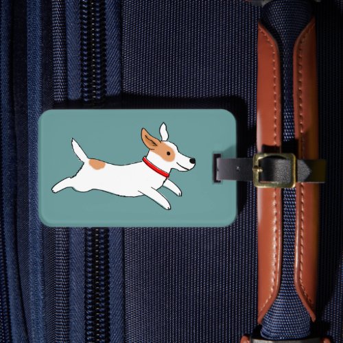 Happy Running Jack Russell Terrier _ Cute Pet Dog Luggage Tag