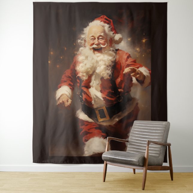 Happy Running Santa Tapestry (In Situ)