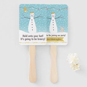 Happy Rustic Snowman Cool Breeze Hand Fan