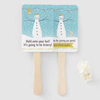 Happy Rustic Snowman Cool Breeze Hand Fan
