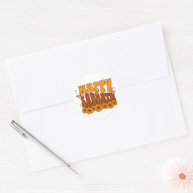 Happy Sabbath Classic Round Sticker (Envelope)