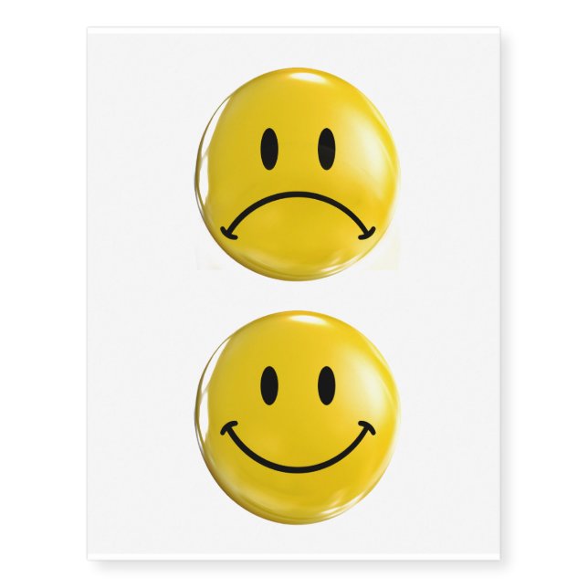 Happy & Sad Bi Polar Temporary Tattoos (Front)