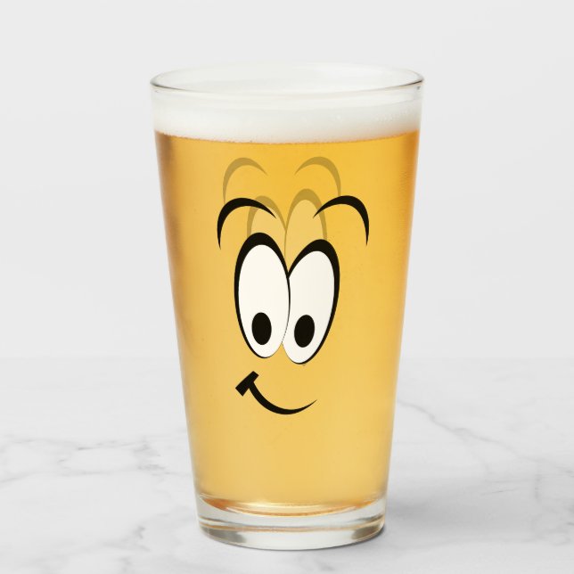 HAPPY SAD CARTOON FACE GLASS (Front Filled)