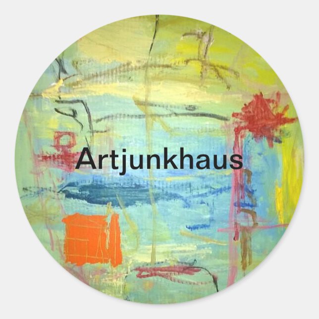 Happy Sad Face Abstract Jeff Hankamer Artjunkhaus Classic Round Sticker (Front)