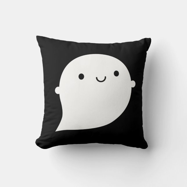 Happy & Sad Ghost Throw Pillow (Front)