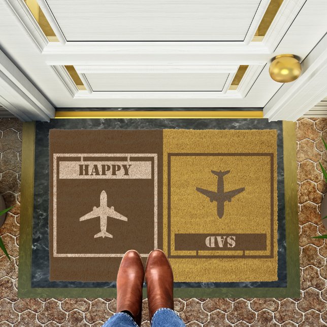 Happy Sad ,Housewarming,Personalized Welcome Fiber Doormat (Creator Uploaded)