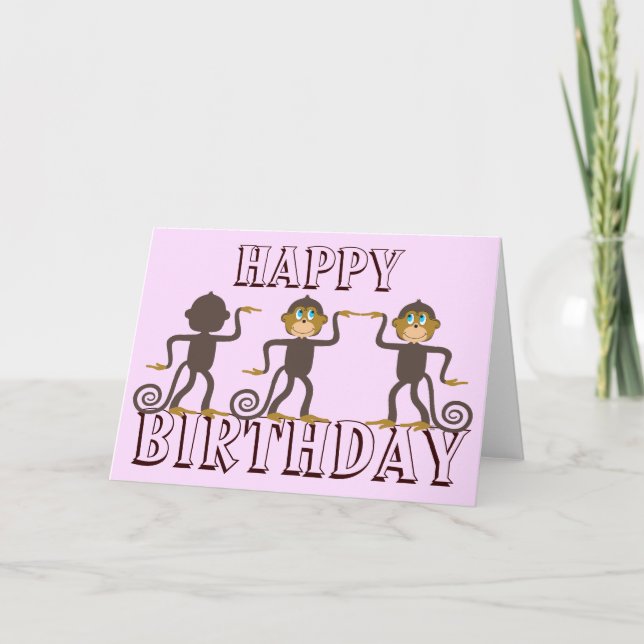 Happy safari girly pink birthday card (Front)