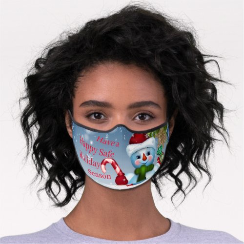 Happy Safe Holiday Season Snowman Christmas Xmas  Premium Face Mask