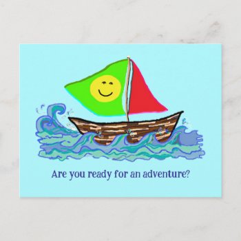Happy Sailboat  Back To School Welcome Postcard by PartyPrep at Zazzle