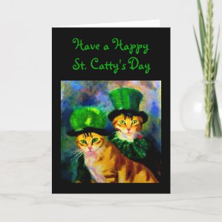 Happy Saint Catty's Day Festive Cats in Green Hats