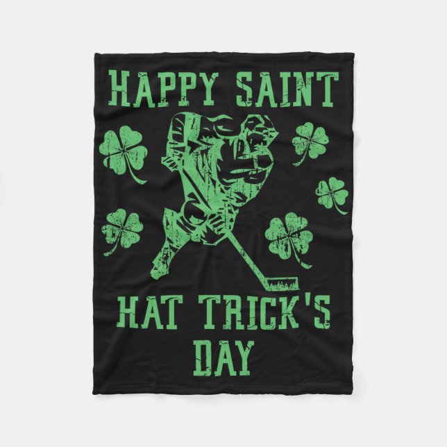 Happy Saint Hat Tricks Day Funny St Patrick's Day  Fleece Blanket (Front)