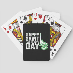 Happy Saint Hat Trick's Day Ice Hockey St Patricks Poker Cards