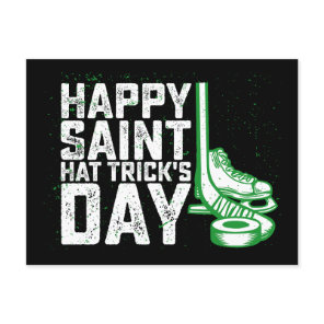 Happy Saint Hat Trick's Day Ice Hockey St Patricks Postcard