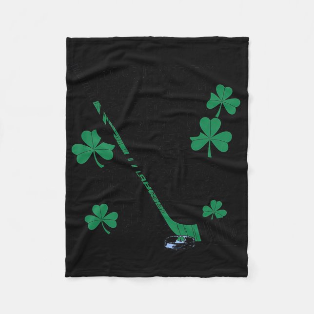 Happy Saint Hat Trick's Day Tee Ice Hockey St. Pat Fleece Blanket (Front)