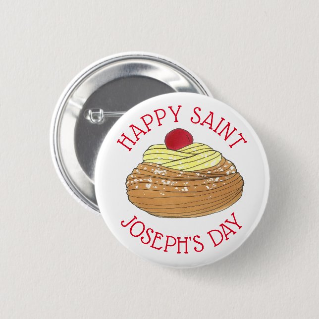 Happy Saint Joseph's Day Italian Pastry Zeppole Button (Front & Back)